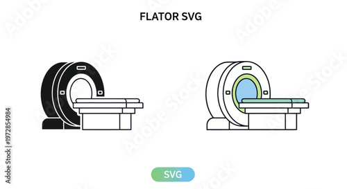 MRI Scanner and CT Scan Machine Flat Icons