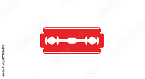 Sharp red razor blade on white background, clean design