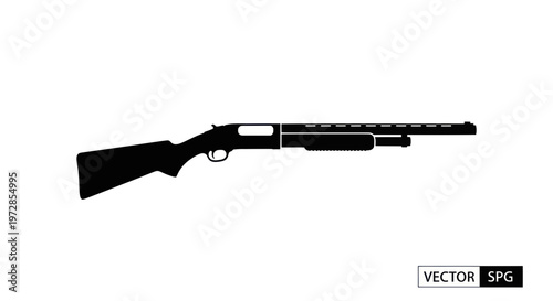Shotgun Silhouette Vector Illustration - Hunting Firearm Icon