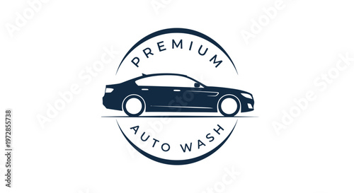 Premium Auto Wash Logo Emblem with Sleek Car Silhouette