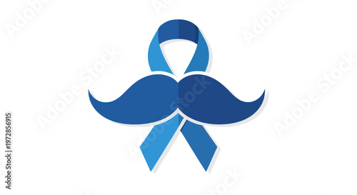 Blue Ribbon Mustache Symbol for Prostate Cancer Awareness