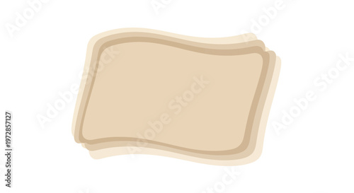 Blank, Wavy, Layered Cardboard Shapes with Soft Shadow on White Background
