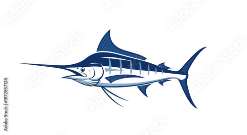Blue Marlin Fish Illustration - Fishing Icon, Ocean Predator