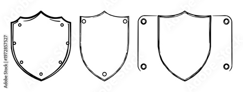 Anti-magnetic shield plate set with black line art on white background featuring magnetic protection, protective device, shielding illustration with black and white and vector graphics