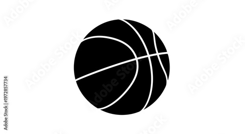 Basketball Silhouette: A striking silhouette of a basketball, rendered in stark black, against an uncluttered backdrop, emphasizing its iconic shape and dynamic form.