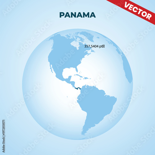 Panama Location on World Globe Map Vector Graphic Representing Central America Geography and International Logistics Shipping Routes
