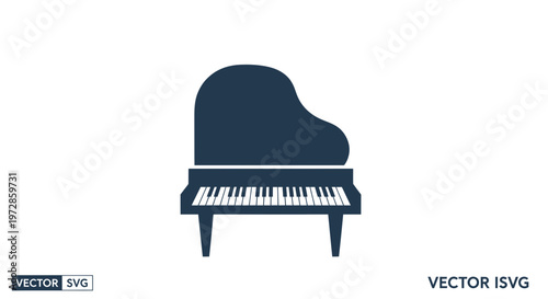 Grand Piano Icon Silhouette, Musical Instrument, Elegant Design