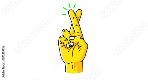 Hand with crossed fingers, symbol of luck, hope, and good fortune, vector illustration