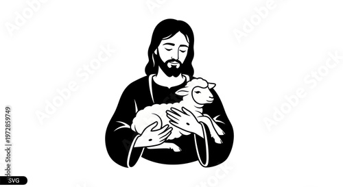 Jesus Christ Holding a Lamb, Religious Symbol, Christianity, Shepherd