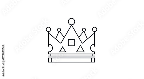 Minimalist Crown Icon, Royalty Symbol, Luxury and Power Concept, Vector Art