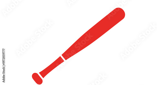 Red Baseball Bat Icon on White Background