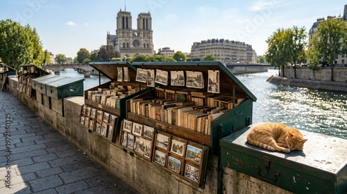 Photos Bookshop Stall on a Paris Quayside - High-Quality Commercial Stock Photography