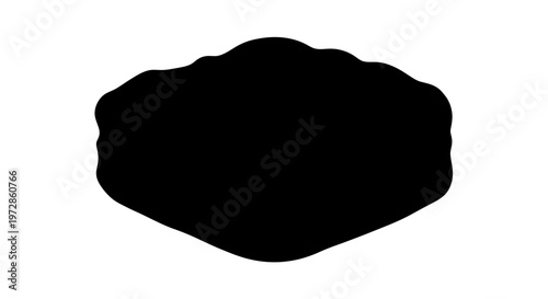 Abstract Black Shape: An isolated, intriguing black form, its irregular edges and solid fill inviting contemplation and a variety of conceptual interpretations.