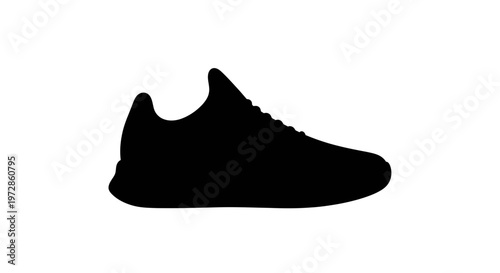 Athletic Shoe Silhouette: A sleek, dynamic silhouette of an athletic shoe, embodying motion, speed, and the spirit of sports and fitness. 