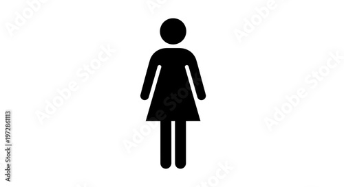 Woman Sign Icon: A minimalist icon of a woman, representing female and gender-related concepts, serves as a universal symbol for spaces or information.