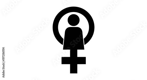 Symbol of Equality: A symbolic representation of equality, featuring the Venus symbol with a person within a circle, representing inclusivity and universal human rights.