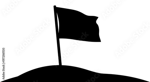 Symbol of Solitude: A simple yet powerful image of a lone flag atop a solitary hill, its silhouette stark against the horizon. Evoking feelings of independence and resolve