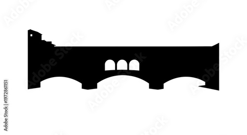 Silhouette of an Ancient Stone Bridge: A timeless architectural silhouette of a sturdy stone bridge against a neutral backdrop, showcasing an enduring symbol of connectivity and design.