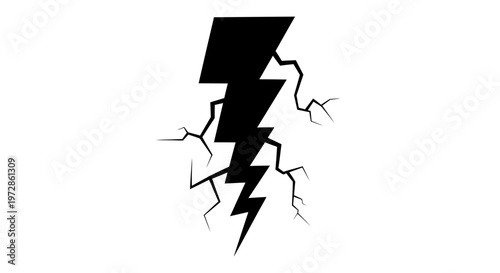 Electrical Spark: A stark black graphic of a lightning bolt, symbolizing power, energy, and sudden impact.