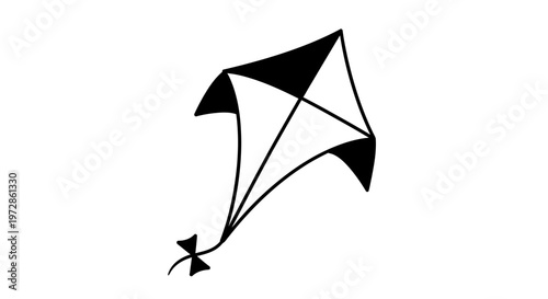 Kite Silhouette: A minimalist illustration of a classic kite, capturing the essence of playful flight and childhood nostalgia.