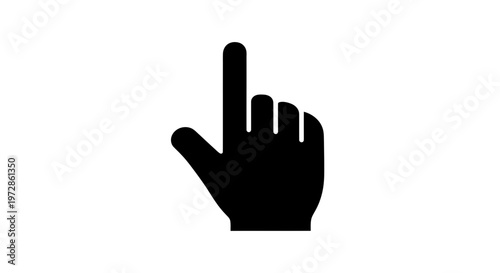 Pointing Hand: A simple, bold silhouette of a hand, index finger extended in a clear, unambiguous gesture of direction.