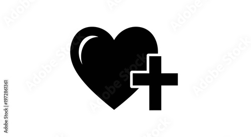 Sacred Heart: A simple, yet impactful graphic showcasing a heart intertwined with a cross. Embodying love, faith, and spiritual devotion, it is a symbol of both profound emotion and religious belief.