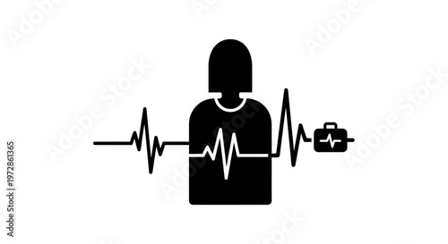 Pulse of Care: An illustration of a human figure with a heartbeat rhythm, depicting the core of healthcare and life