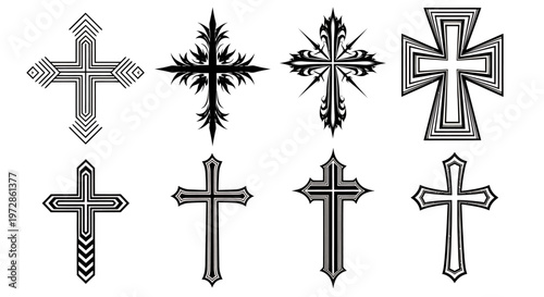 Collection of diverse cross designs and styles displayed.
