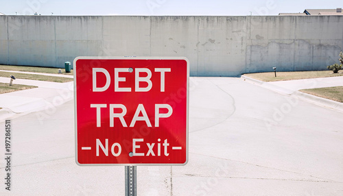 Debt Trap No Exit Warning Sign Financial Crisis Poverty Concept