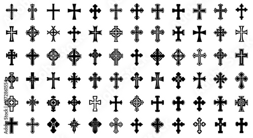Diverse Collection of Cross Symbols and Icons in Repetition.