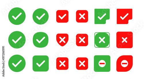 Grid of Green Check Marks and Red X Symbols Indicating Approval and Rejection.