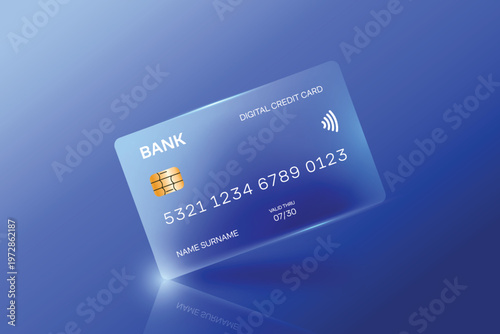Konstfotografi Blue bank credit debit card digital