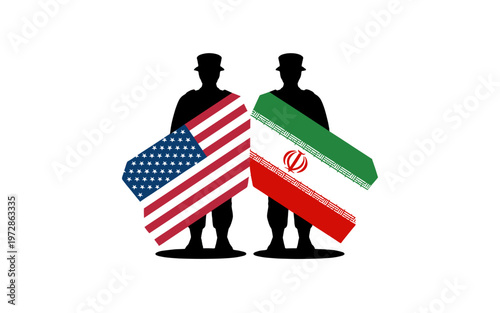 Conceptual artwork depicting the United States and Iran in solidarity with each other.