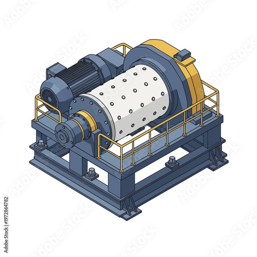 Industrial Ball Mill Machine for Mineral Processing and Grinding Operations.