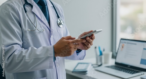 Doctor using mobile phone technology.