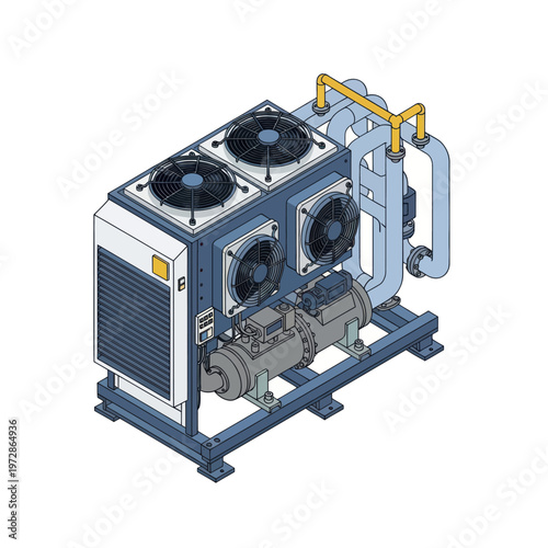 Industrial Chiller Unit with Fans and Compressor.