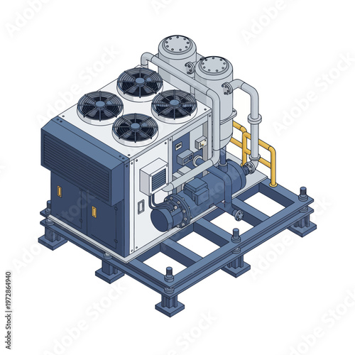 Industrial Chiller Unit Isometric View.