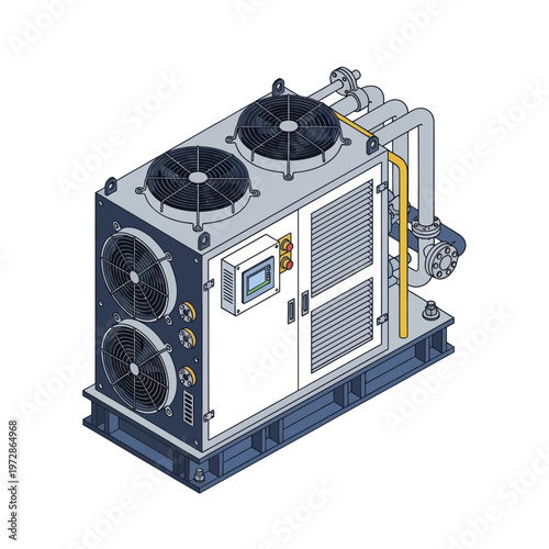 Industrial Chiller Unit with Multiple Fans and Control Panel.