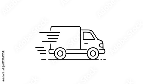 Logistics Delivery Van Vector Icon Minimal Transport Vehicle Illustration for UI Design