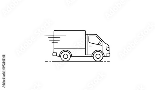 Delivery Van Transport Vector Icon Thin Line Shipping and Logistics Vehicle Symbol