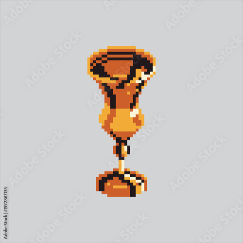 Pixel art illustration Gold Chalice. Pixelated Holy Chalice. Gold Holy Chalice Icon pixelated for the pixel art game and icon for website and video game. old school retro.
