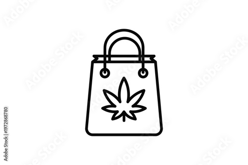 Foto Black and white shopping bag with leaf shopping bag leaf