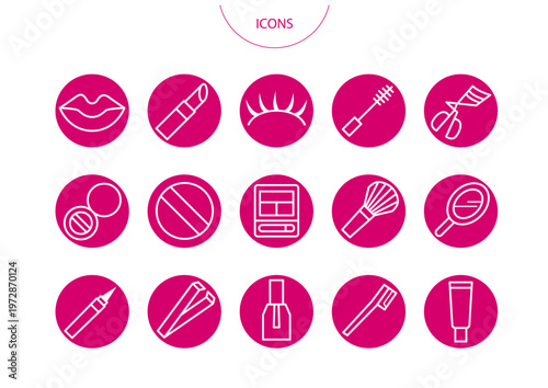 コスメ 化粧品　アイコン ピクトグラム　ベクター イラスト　セット