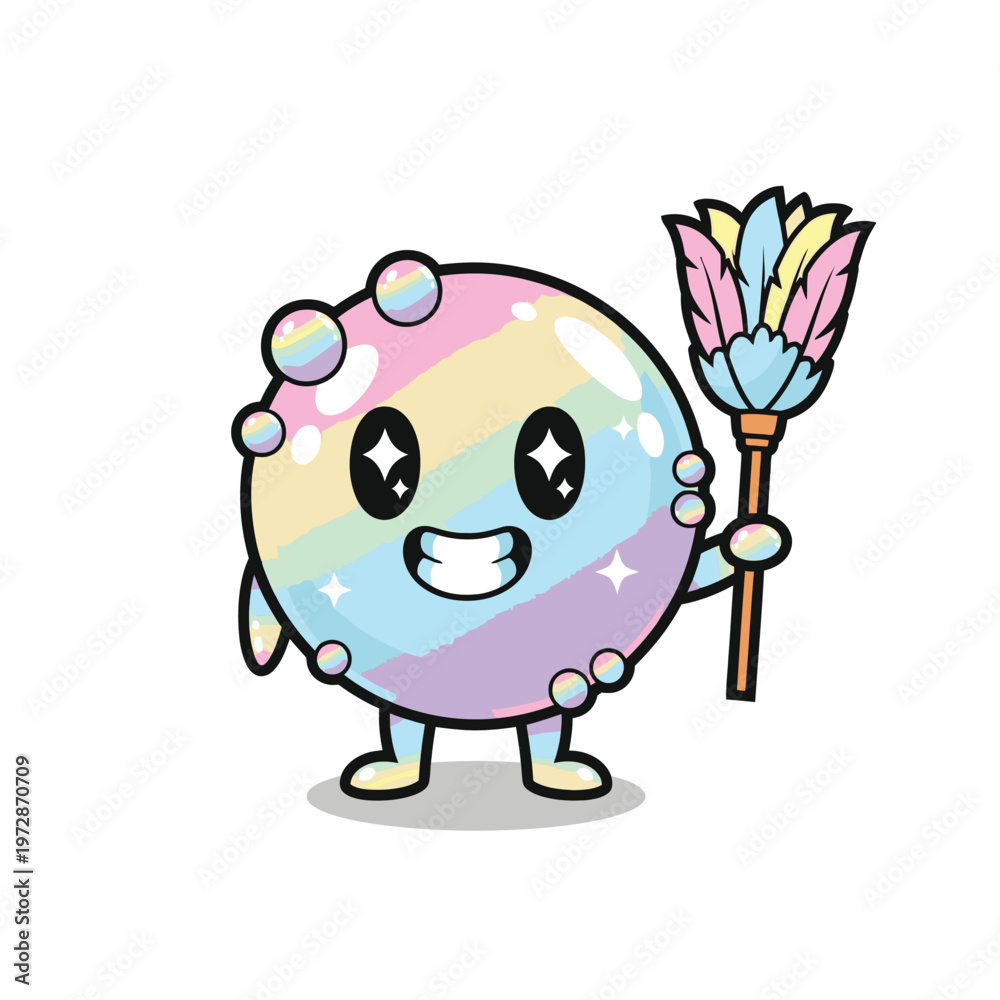 Fototapeta premium Colorful cartoon character with flower.