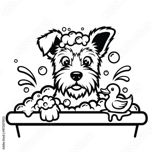 Cute dog taking a bath 1.