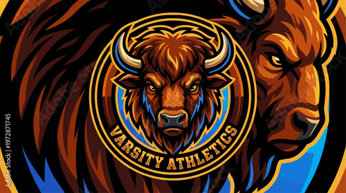 American Bison Head Illustration.