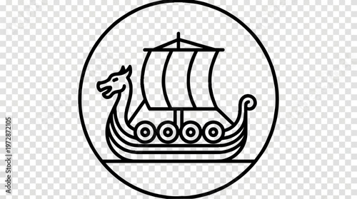 Viking Ship Icon Design Element.