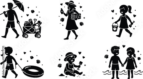 Family beach activities with children and adults