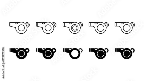 Assorted styles of security camera icons with different views and shapes