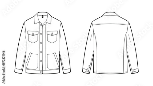 Men's button-up jacket with two chest pockets and a zipper closure